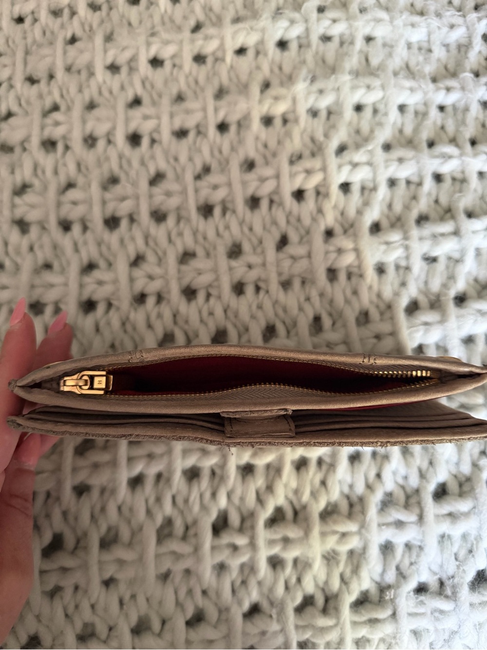 Hammitt Taupe Pebbled Leather Zip Wallet with Gold Studs - Picture 4 of 4